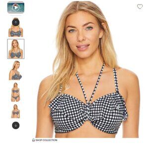 Freya Check In Underwire Convertible Checkered Bandeau Bikini Top Size 30I